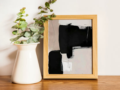 Neutral Abstract Gallery Wall Art Set of 3 Modern Nordic Prints Neutral Japandi Art Black Beige Printable Abstract Home Decor