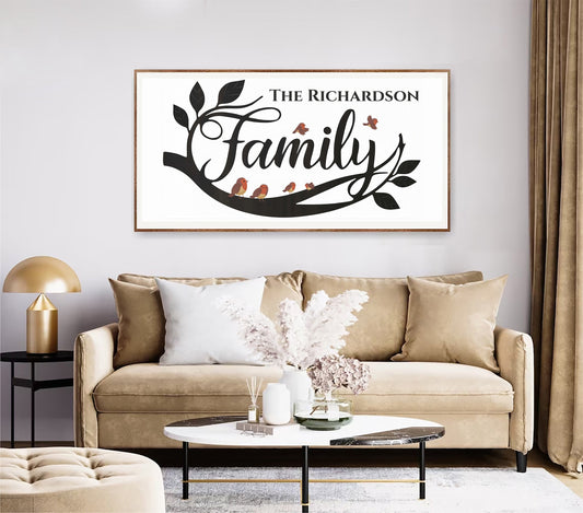 Personalized Family Name Wall Art Rustic Living Room Decor Vintage Farmhouse Entryway Canvas Art Cottage Core Home Decor