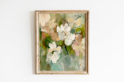 Soft and Serene Printable Wall Art Modern Abstract Floral Art in Ivory and Sage Green Instant Digital Fine Art