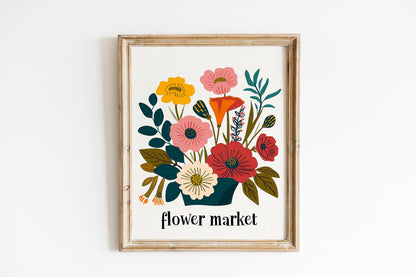 Flower Market Tulip Print Boho Flower Wall Art Living Room Print Flower Market Poster Modern Abstract Floral Bedroom Wall Décor Set of