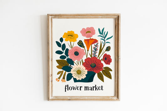 Flower Market Tulip Print Boho Flower Wall Art Living Room Print Flower Market Poster Modern Abstract Floral Bedroom Wall Décor Set of