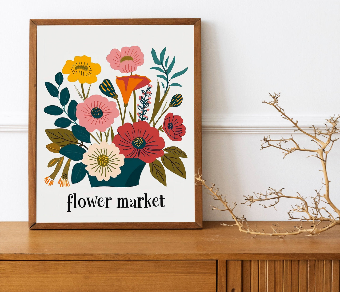 Flower Market Tulip Print Boho Flower Wall Art Living Room Print Flower Market Poster Modern Abstract Floral Bedroom Wall Décor Set of