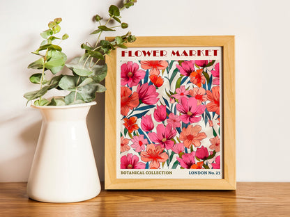 Tulip Flower Market Print Boho Flower Wall Art Modern Abstract Floral Prints Living Room Poster Bedroom Wall Decor
