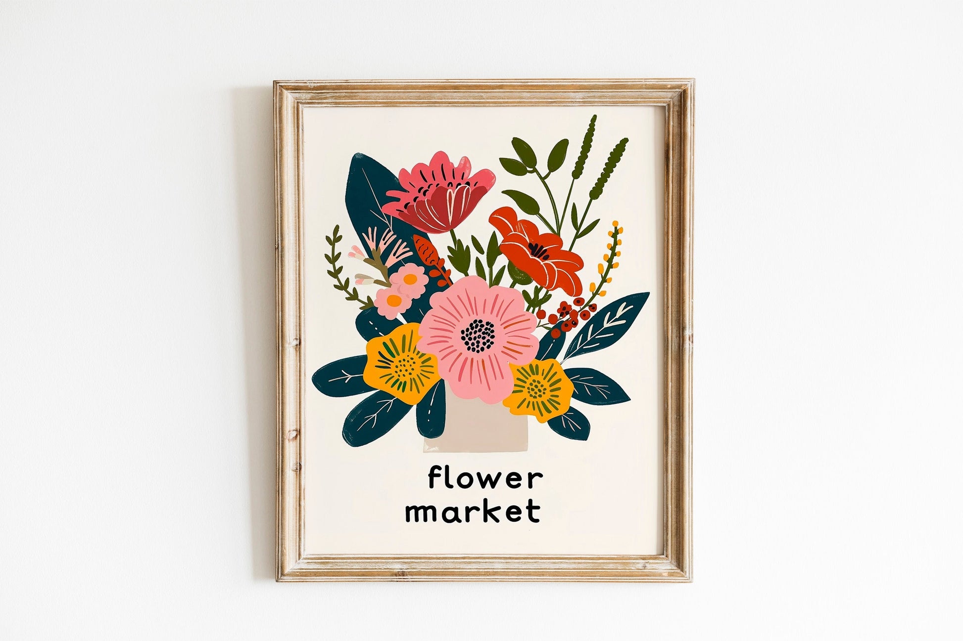 Boho Flower Wall Art Tulip Print Flower Market Poster Modern Abstract Floral Prints Living Room Bedroom Wall Décor Set of Three Flower