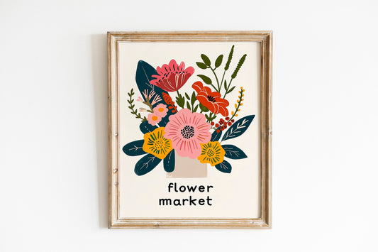 Boho Flower Wall Art Tulip Print Flower Market Poster Modern Abstract Floral Prints Living Room Bedroom Wall Décor Set of Three Flower