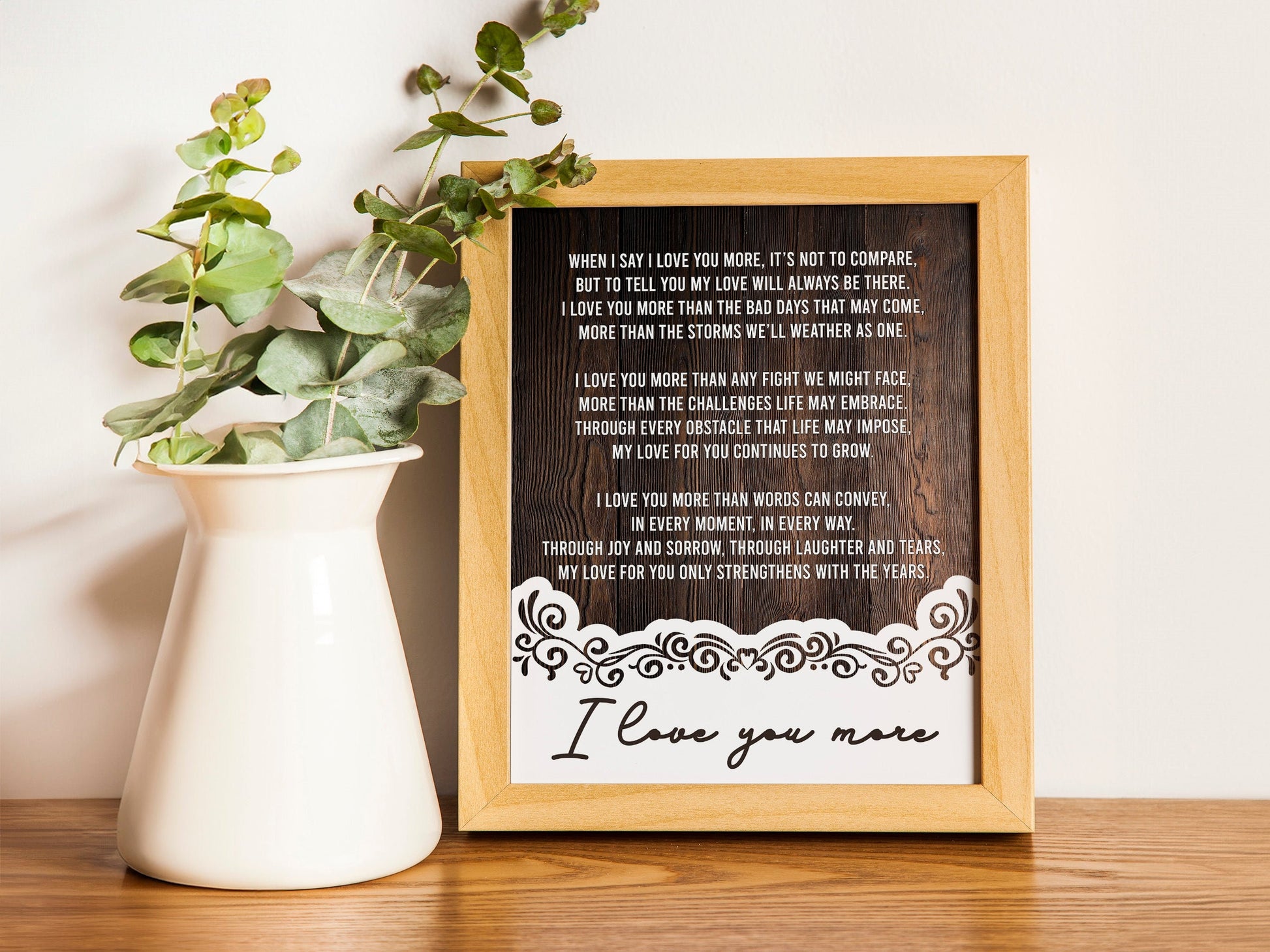 Personalized Poem Print Any Poetry Vows Reading Speech Typography Poster for Mum Wife Girlfriend Floral Design Wedding Gift