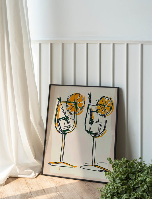 Drink Glasses Print Colorful Wine Retro Wall Art Kitchen Wall Prints Aesthetic Decor Gallery Wall Home Inspiration
