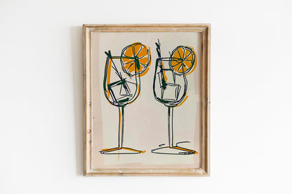 Drink Glasses Print Colorful Wine Retro Wall Art Kitchen Wall Prints Aesthetic Decor Gallery Wall Home Inspiration