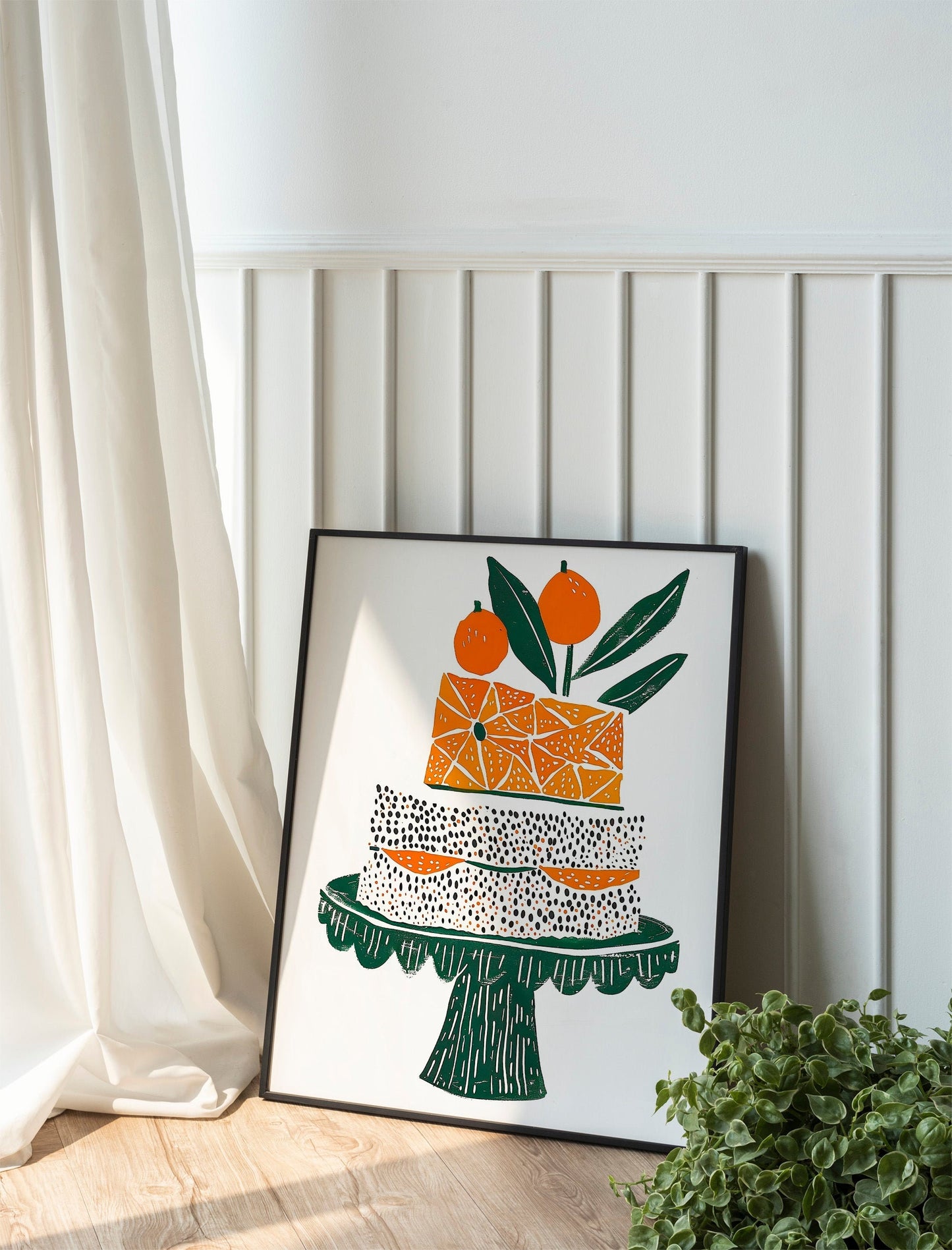 Cake on Stand Print Colorful Wine Retro Wall Art Kitchen Wall Prints Aesthetic Decor Gallery Wall Home Inspiration