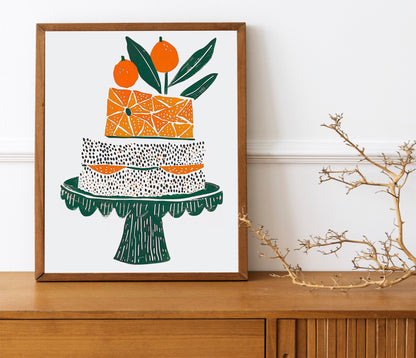Cake on Stand Print Colorful Wine Retro Wall Art Kitchen Wall Prints Aesthetic Decor Gallery Wall Home Inspiration