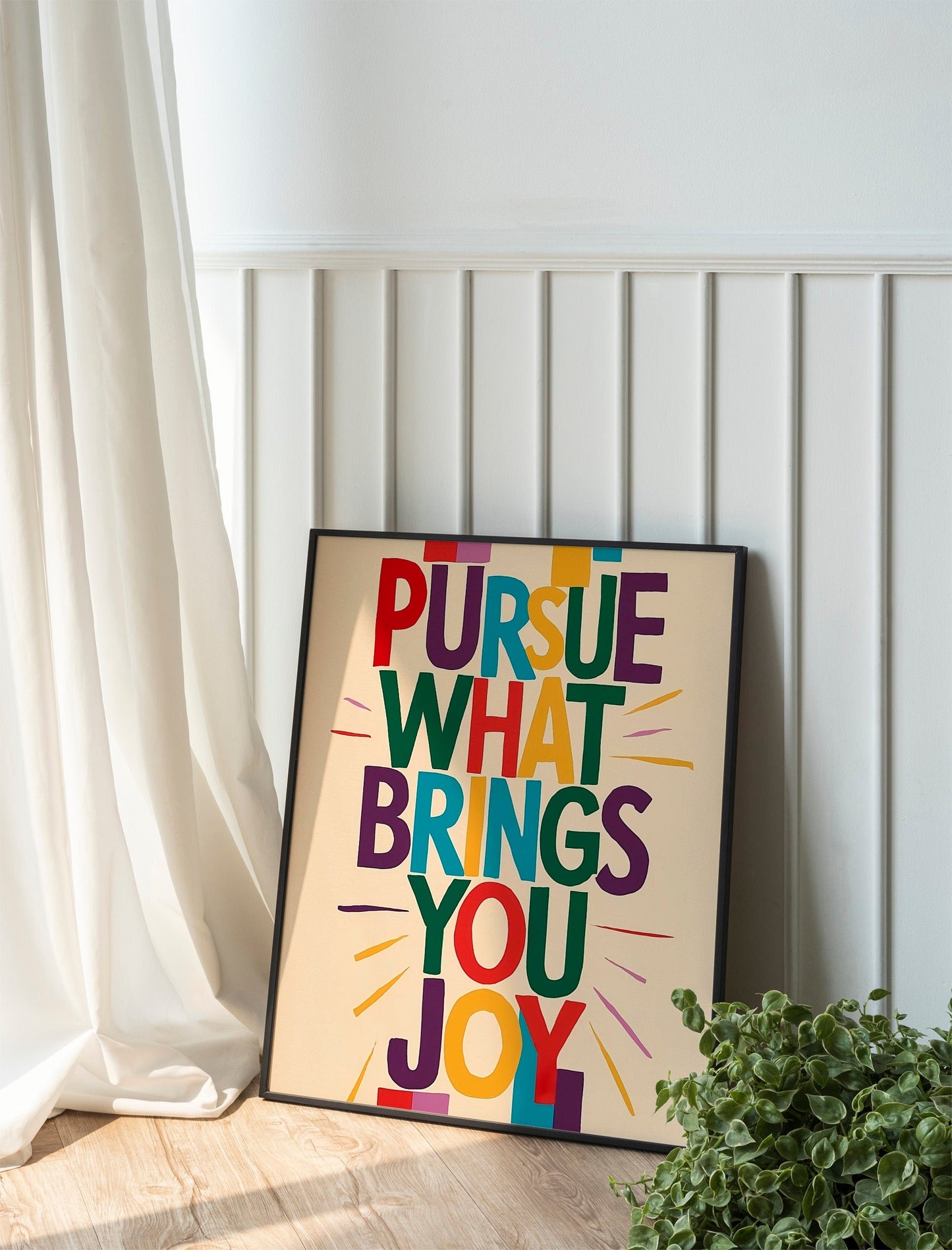 Pursue What Brings You Joy Happiness Quote Print Motivational Quotes Poster Happy Inspirational Saying Wall Art Prints