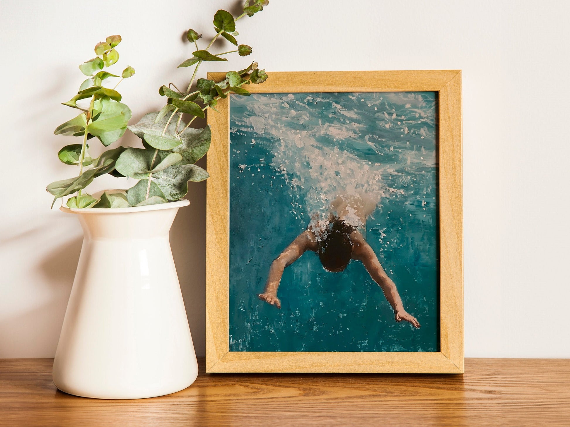 Neutral Portrait Seascape Oil Painting Coastal Minimalist Ocean Wall Art Farmhouse Decor Summer Art for Living Room