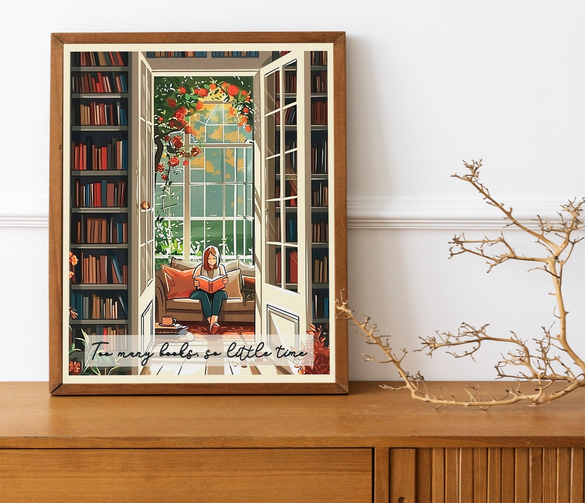 Book Lovers Gift Vintage Bibliophile Poster Book Shop Print Reading Gift Wall Art Print Framed Art Poster
