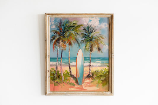 Minimalist Beach Print Surfboard Coastal Wall Art Trendy Ocean Posters Beach Art Prints Oceanic Home Decor