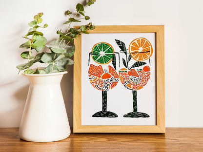 Colorful Wine Print Drink Glasses Retro Wall Art Kitchen Prints Aesthetic Decor Home Inspiration Gallery Wall
