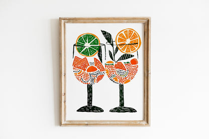 Colorful Wine Print Drink Glasses Retro Wall Art Kitchen Prints Aesthetic Decor Home Inspiration Gallery Wall