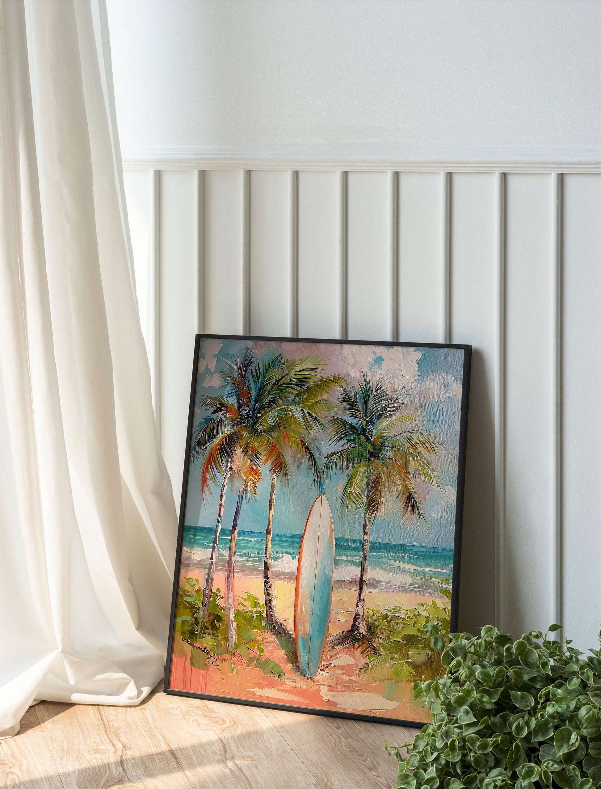 Minimalist Beach Print Surfboard Coastal Wall Art Trendy Ocean Posters Beach Art Prints Oceanic Home Decor