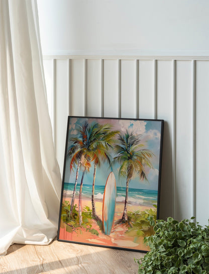 Minimalist Beach Print Surfboard Coastal Wall Art Trendy Ocean Posters Beach Art Prints Oceanic Home Decor