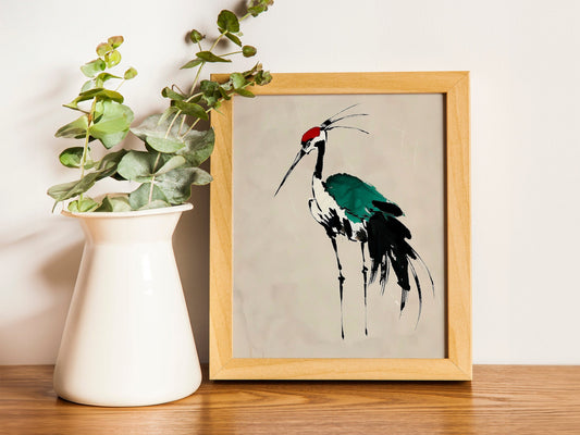 Japanese Blue Heron Vintage Print Traditional Coastal Wall Art Vintage Gallery Wall Art Beach House Decor