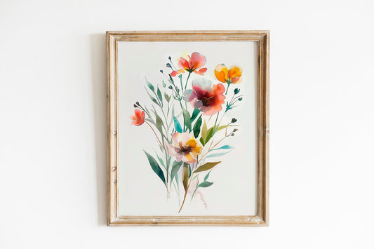 Neutral Spring Watercolor Wildflower Prints Set of Three Minimalist Boho Wall Decor Botanical Wall Art Bedroom Living Room Decor