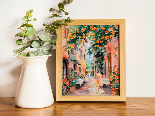 Colorful Italian Street Wall Art Print Italy Dinner Party Oranges Wall Art Painting Trendy Italian Home Decor Wall Art Gift Dolce Far Niente