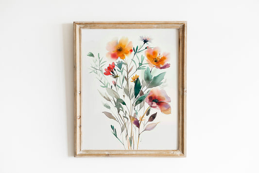 Neutral Spring Watercolor Wildflower Prints Set of Three Minimalist Boho Wall Decor Botanical Wall Art Bedroom Living Room Decor