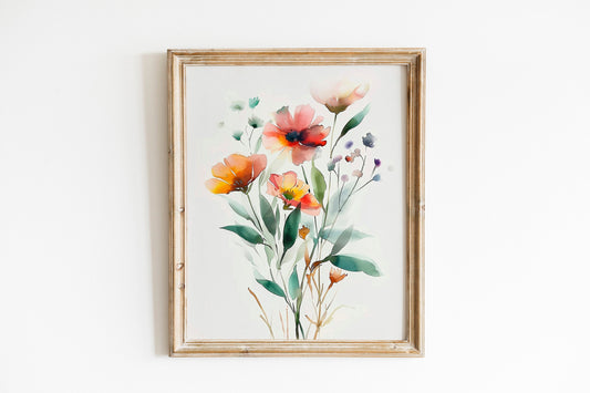 Neutral Spring Watercolor Wildflower Prints Set of Three Minimalist Boho Wall Decor Botanical Wall Art Bedroom Living Room Decor