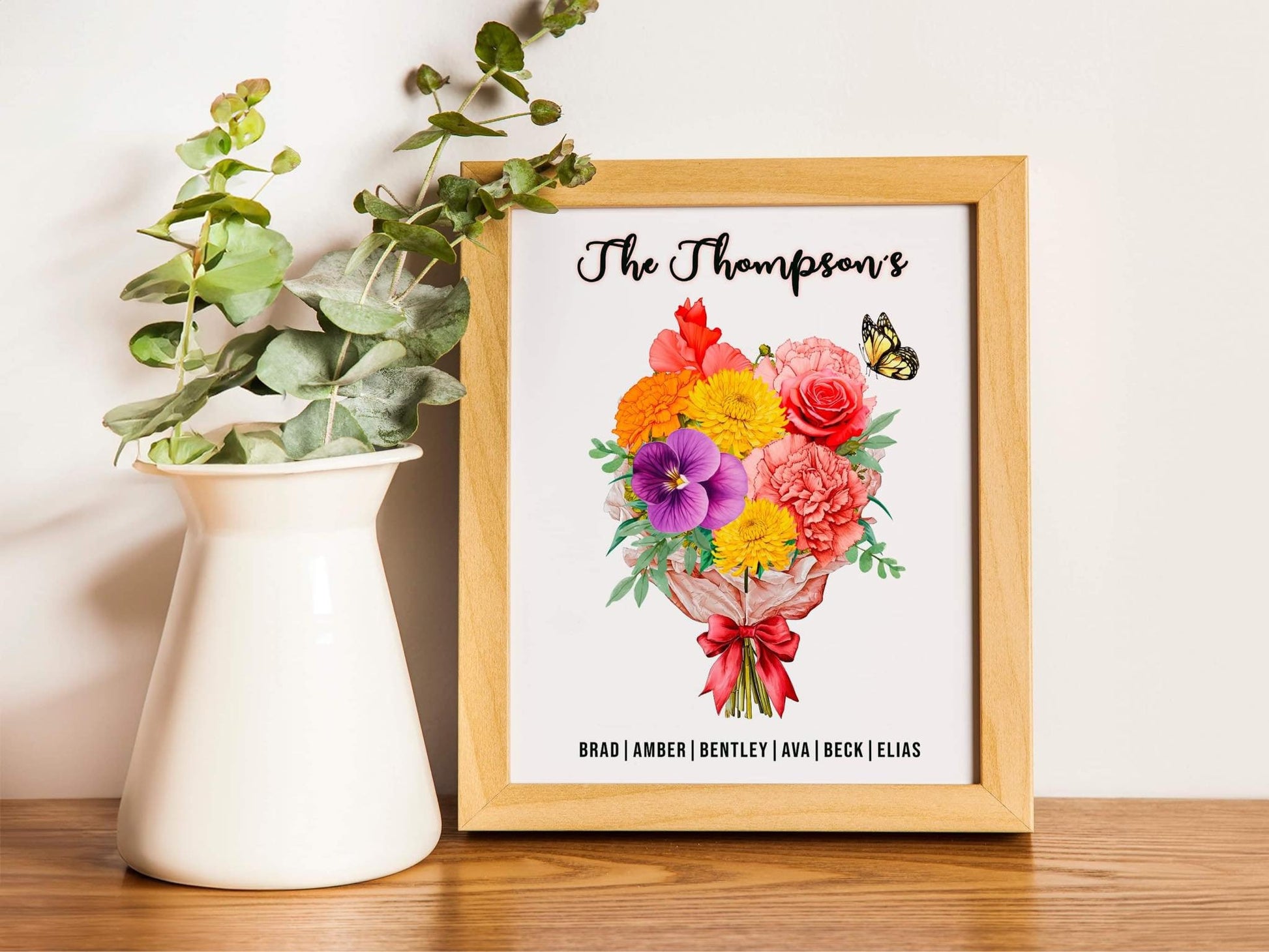 Custom Birth Month Flower Print - Family Bouquet Canvas Art - Create Your Family's Birth Flower Bouquet