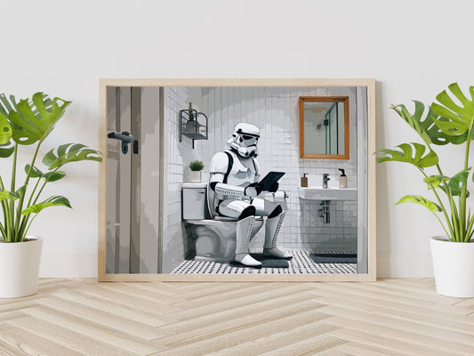 Star Wars Stormtrooper in the Bathroom Art Print, Stormtrooper Art, Funny Bathroom Print, Funny Bathroom Decor, Star Wars Bathroom Wall Art