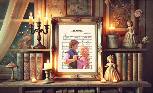 Tangled Rapunzel and Flynn Dance I See the Light Sheet Music Art Print