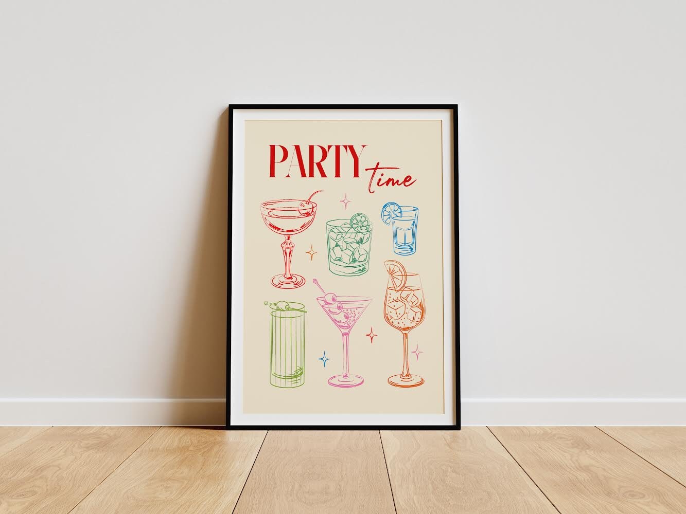Party Time Glasses Cute Illustration Art Print