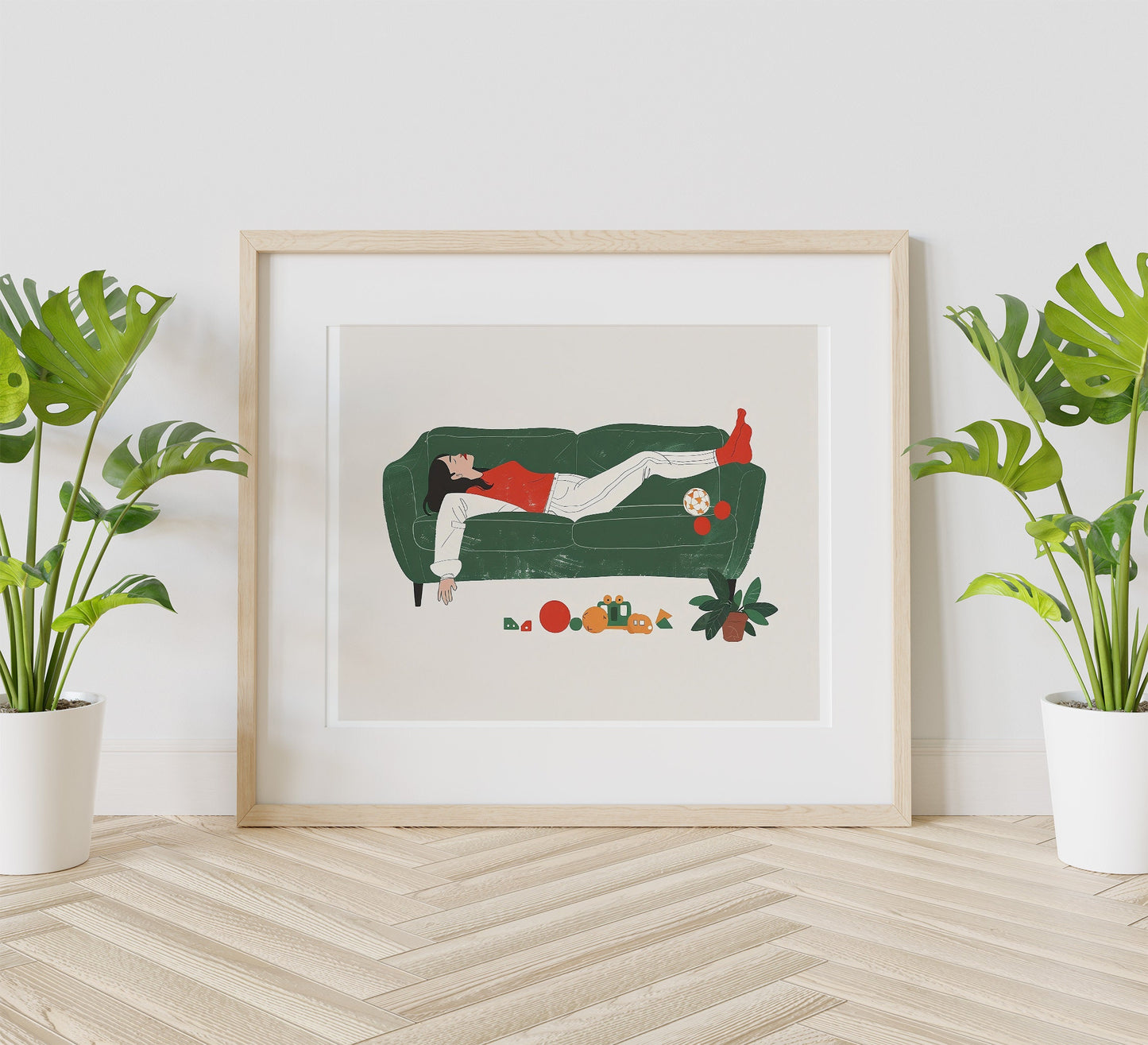 Tired Mom On Couch Funny Decor