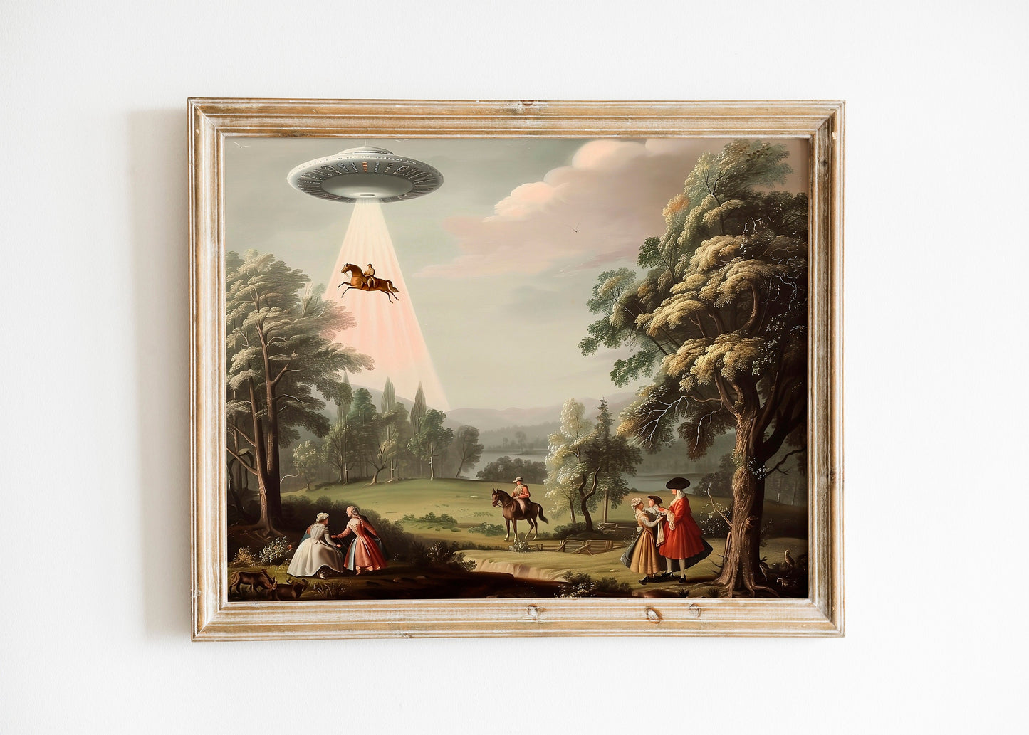 Victorian UFO Print, Aliens Print, UFO Art, Unique Wall Decor, Aliens Decor, Aliens Spaceship Art, Horses