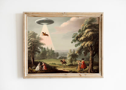 Victorian UFO Print, Aliens Print, UFO Art, Unique Wall Decor, Aliens Decor, Aliens Spaceship Art, Horses