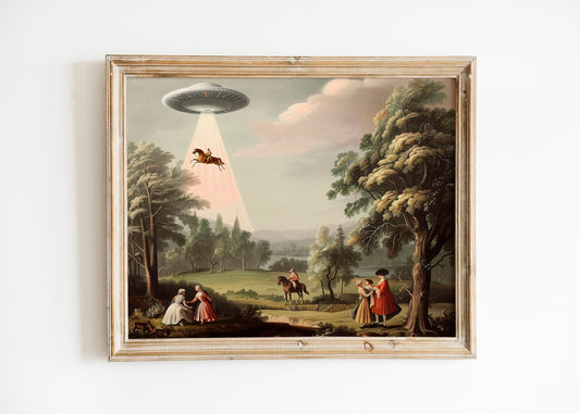 Victorian UFO Print, Aliens Print, UFO Art, Unique Wall Decor, Aliens Decor, Aliens Spaceship Art, Horses