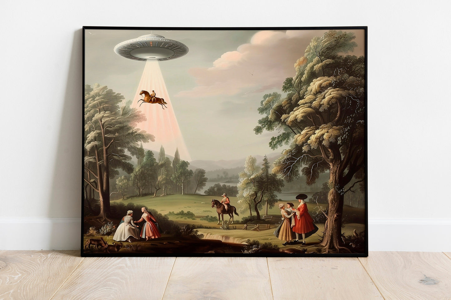 Victorian UFO Print, Aliens Print, UFO Art, Unique Wall Decor, Aliens Decor, Aliens Spaceship Art, Horses