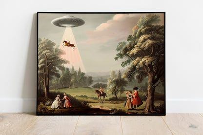 Victorian UFO Print, Aliens Print, UFO Art, Unique Wall Decor, Aliens Decor, Aliens Spaceship Art, Horses