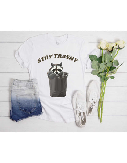 Stay Trashy T-shirt - Vintage 90s Funny Racoon Shirt - Fun Meme T-Shirts - Cute Stay Trashy T Shirt