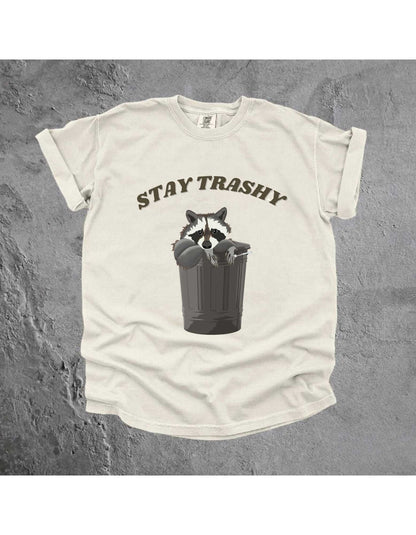 Stay Trashy T-shirt - Vintage 90s Funny Racoon Shirt - Fun Meme T-Shirts - Cute Stay Trashy T Shirt
