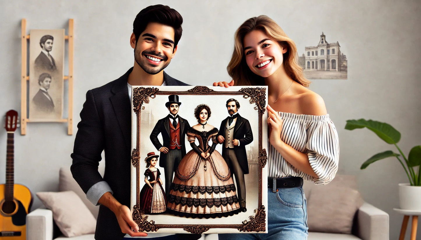 Couple Wedding Art - Couple Portrait - Gifts for Couple - Personalized Wedding Gift - Bride & Groom Portrait  - Anniversary - Victorian Art