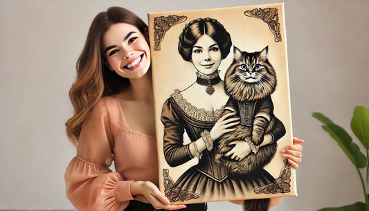 Cat portrait - Pet Portrait - Victorian style art - Personalized  Gift - Animal Portrait  - Cat lover - Victorian Art