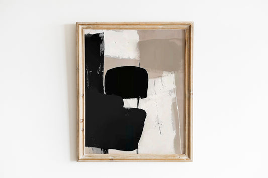 Neutral Abstract Gallery Wall Art Set of 3 Modern Nordic Prints Neutral Japandi Art Black Beige Printable Abstract Home Decor