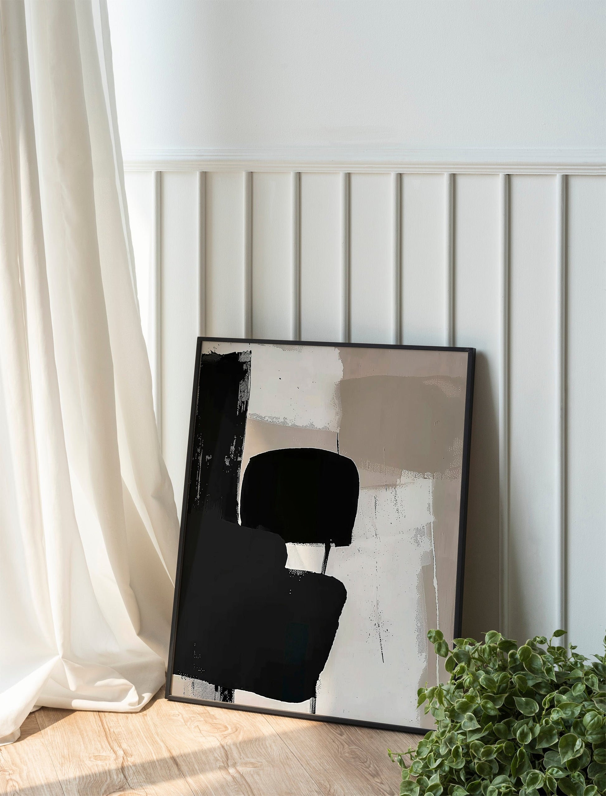 Neutral Abstract Gallery Wall Art Set of 3 Modern Nordic Prints Neutral Japandi Art Black Beige Printable Abstract Home Decor