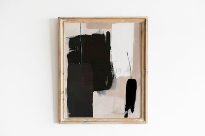 Neutral Abstract Gallery Wall Art Set of 3 Modern Nordic Prints Neutral Japandi Art Black Beige Printable Abstract Home Decor