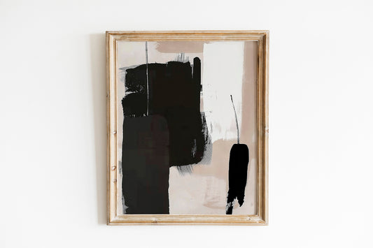 Neutral Abstract Gallery Wall Art Set of 3 Modern Nordic Prints Neutral Japandi Art Black Beige Printable Abstract Home Decor