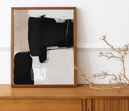 Neutral Abstract Gallery Wall Art Set of 3 Modern Nordic Prints Neutral Japandi Art Black Beige Printable Abstract Home Decor