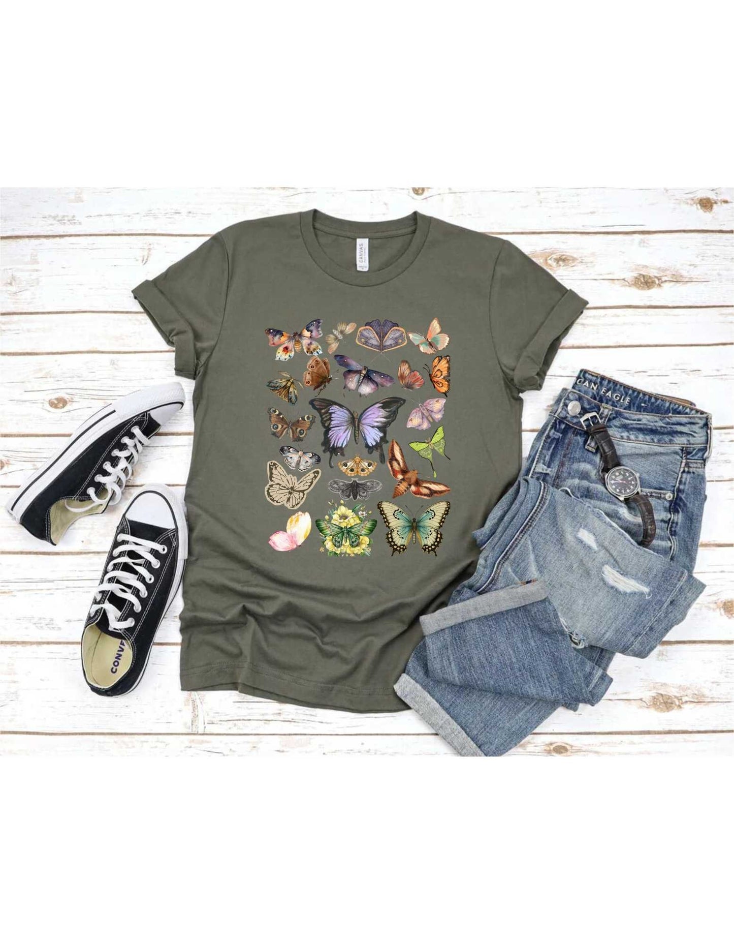 Vintage Butterfly & Moth T Shirt - Aesthetic shirt - Butterfly Shirt - Moth Shirt