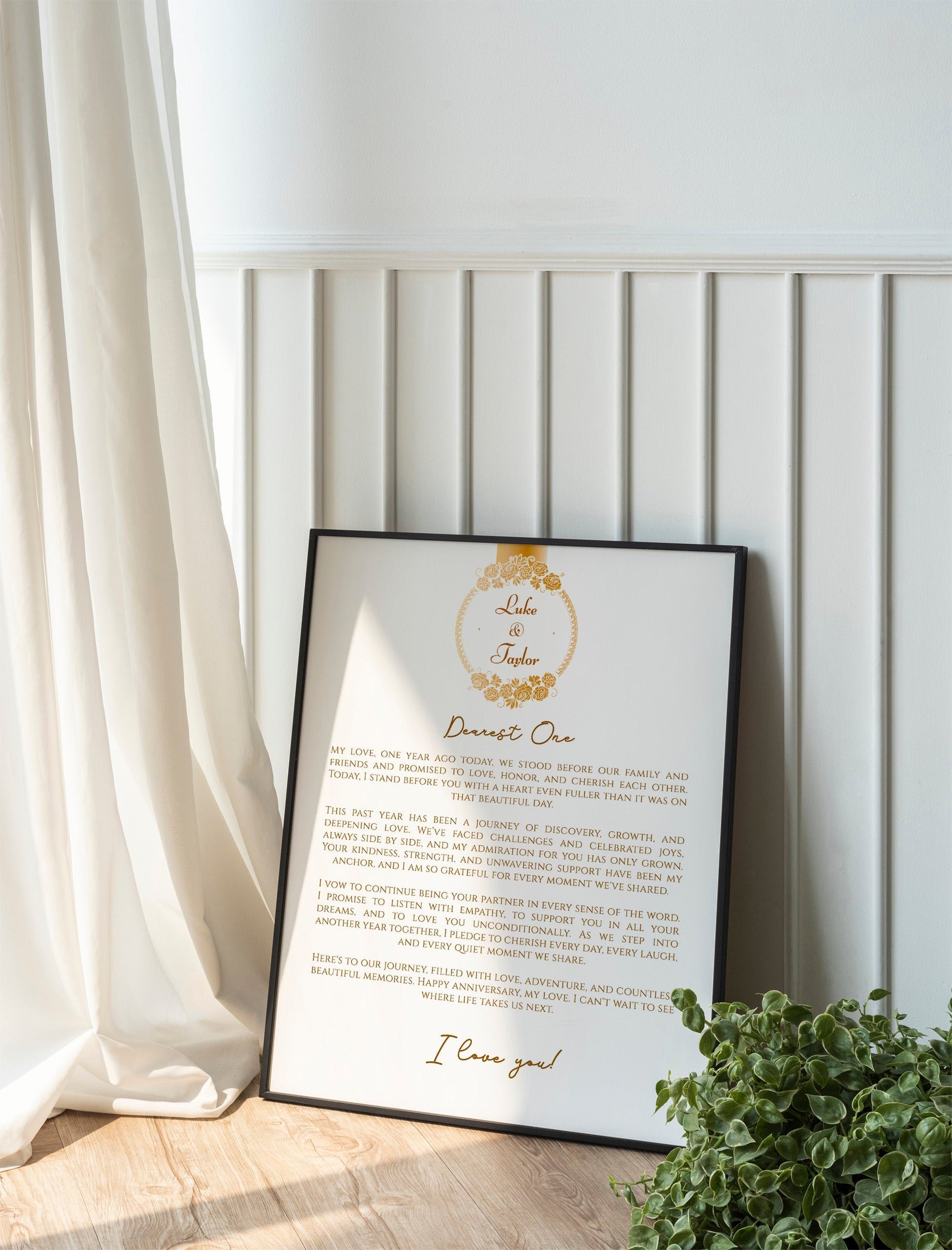One Year Wedding Anniversary Gift Wedding Vows Art Print Poster Personalized Vows Poster First Anniversary Gift Your Vows Art Print