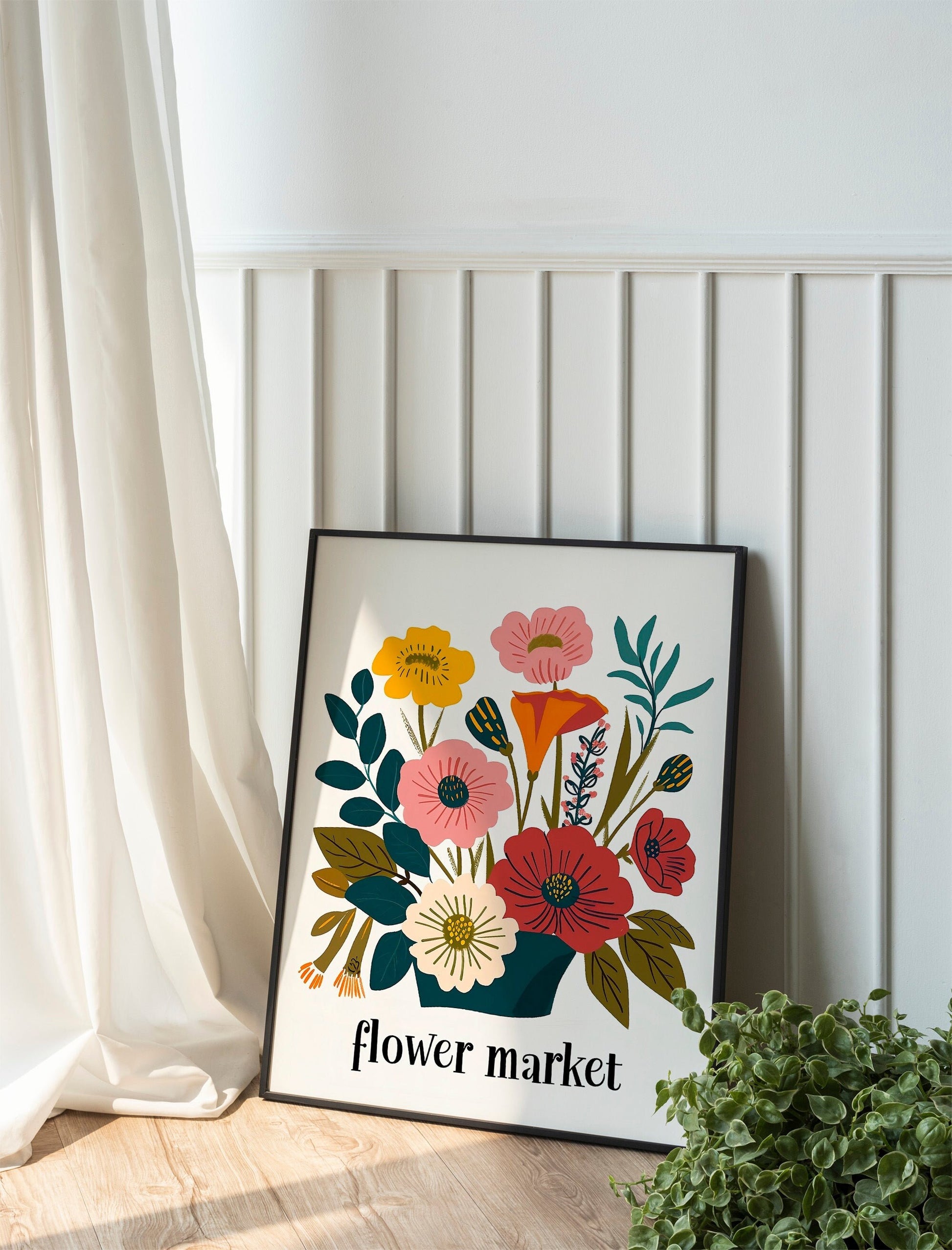 Flower Market Tulip Print Boho Flower Wall Art Living Room Print Flower Market Poster Modern Abstract Floral Bedroom Wall Décor Set of