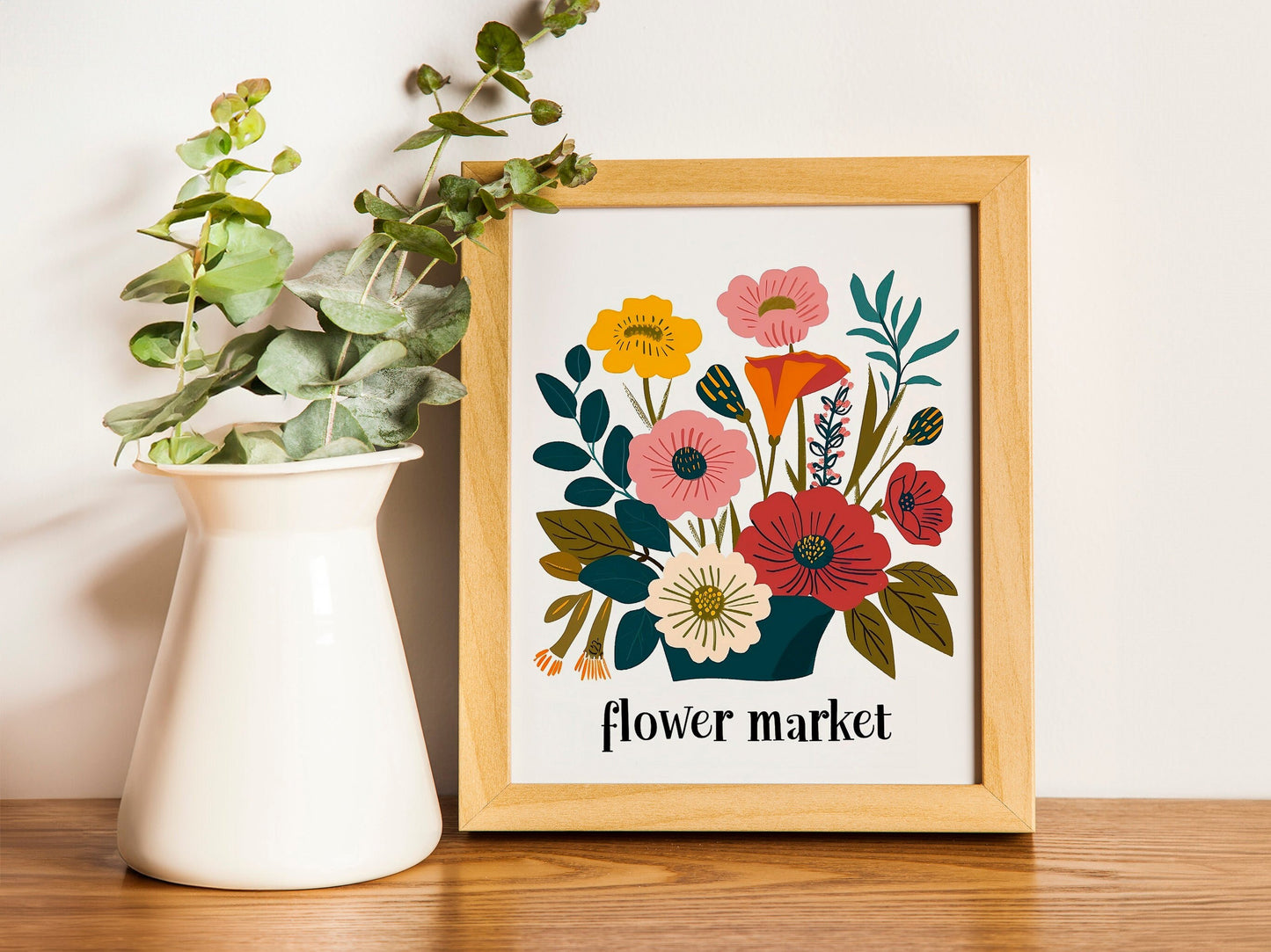 Flower Market Tulip Print Boho Flower Wall Art Living Room Print Flower Market Poster Modern Abstract Floral Bedroom Wall Décor Set of